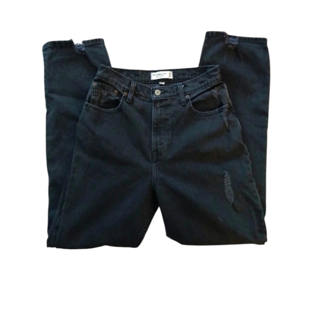 Abercrombie & Fitch The 90s Y2K Distressed High Rise Curve Black Jeans-- 26